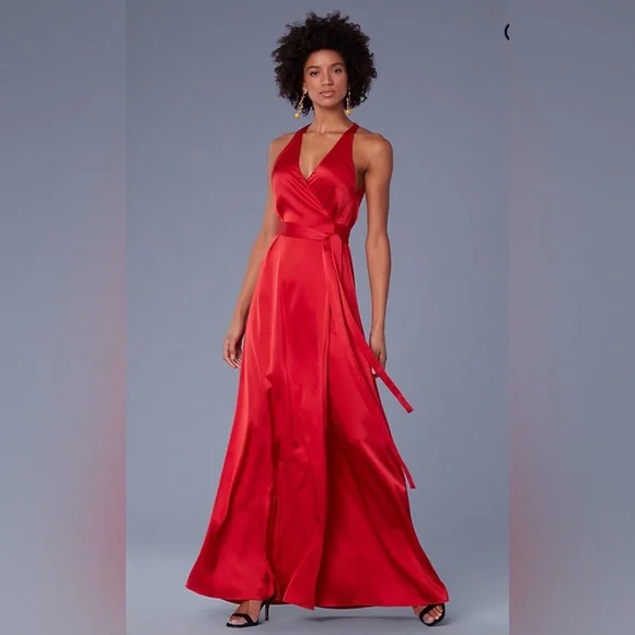 Bnwt Dvf Red Maxi Wrap Dress | Color: Red | Size: 4 | Patipartelow's Closet